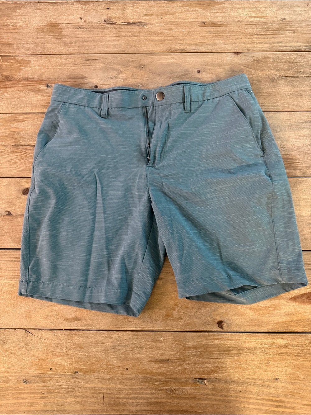 Apt. 9 Teal Striped Flat Front Shorts